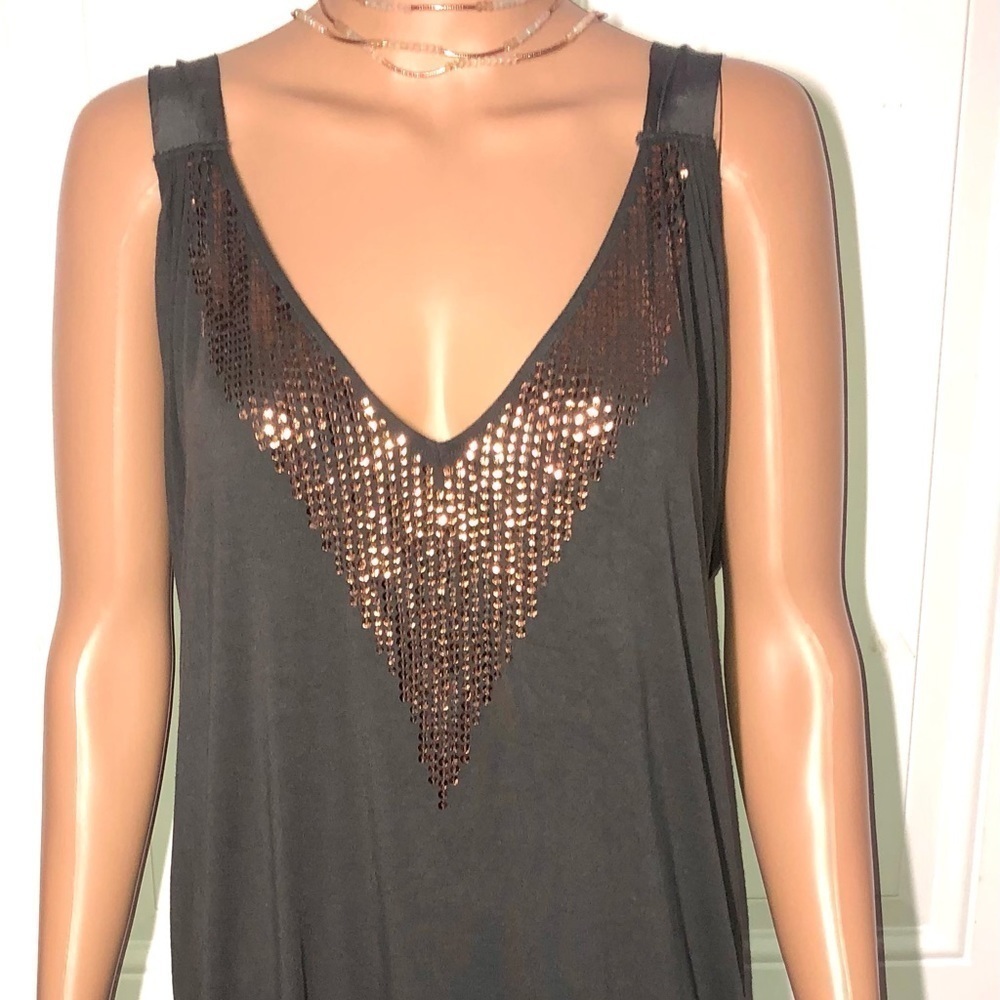 Express Mini dress gray with Rose Gold Metallic Accents Large
